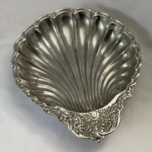 Silver plated seashell serving or decorative tray, collectible